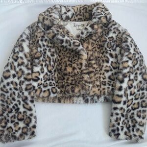 Knitworks Leopard Print Kids Faux Fur Coat